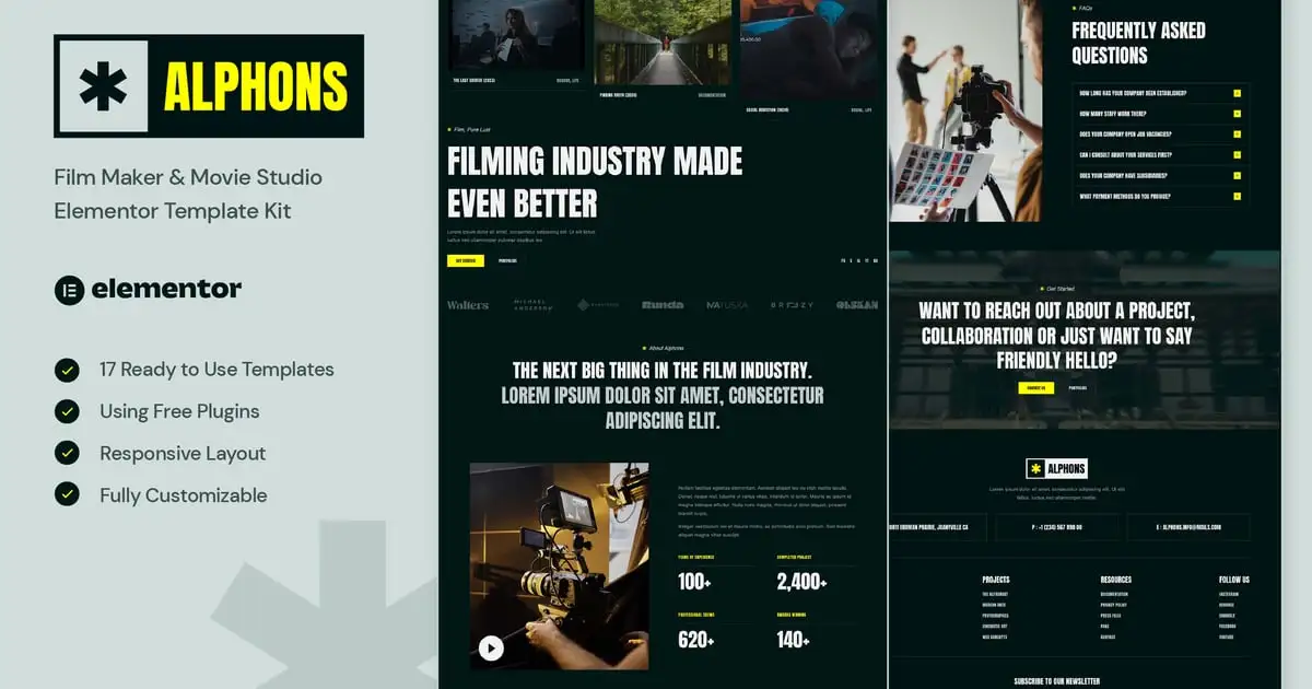 Alphons – Film Maker & Movie Studio Elementor Template Kit