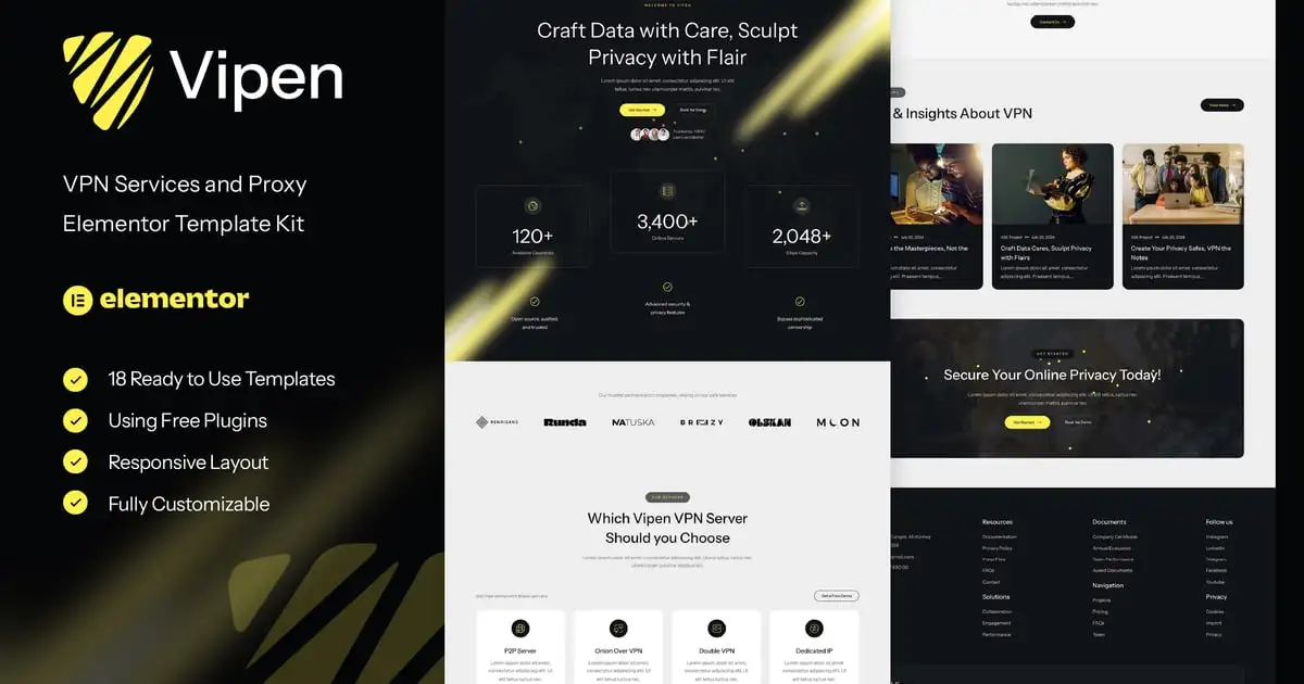 Vipen – VPN Services & Proxy Elementor Template Kit