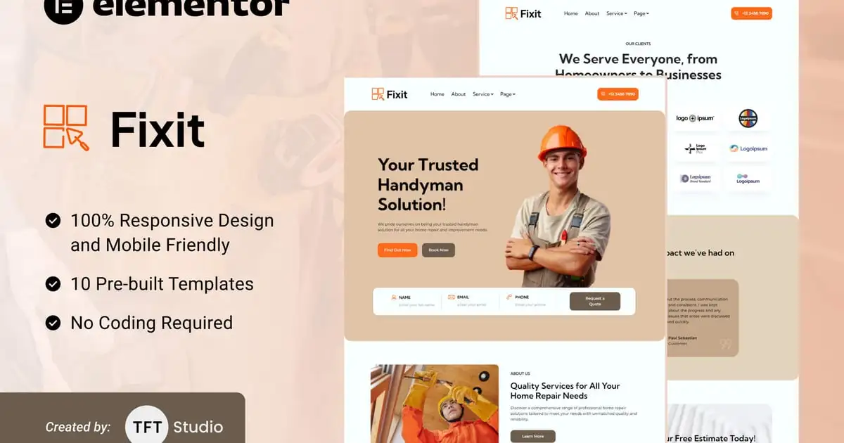 Fixit – Handyman Services Elementor Template Kit
