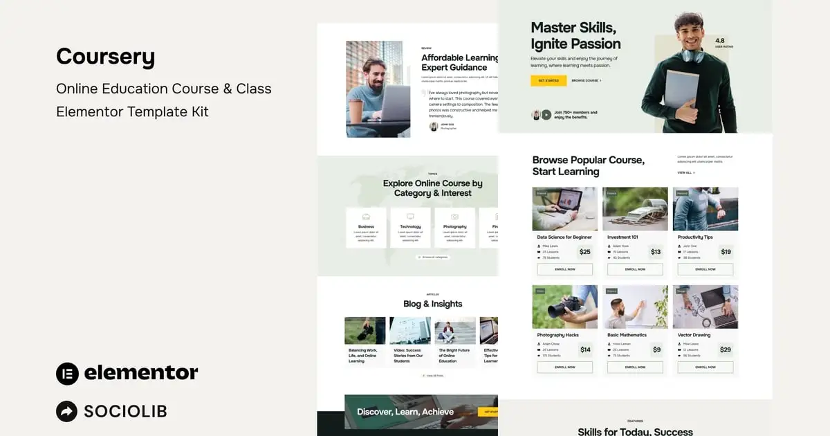 Coursery – Online Education Course & Class Elementor Template Kit