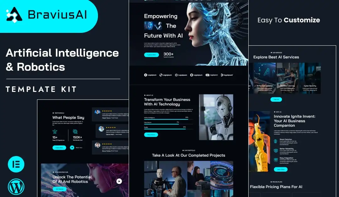 BraviusAI – AI & Robotics Elementor Template Kit