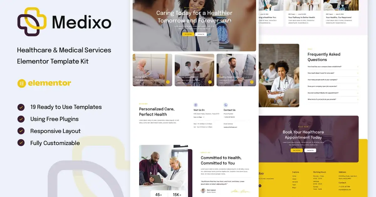 Medixo – Healthcare & Medical Services Elementor Template Kit