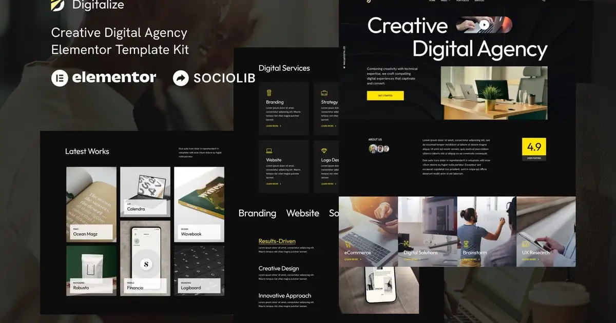 Digitalize – Creative Digital Agency & Portfolios Elementor Template Kit