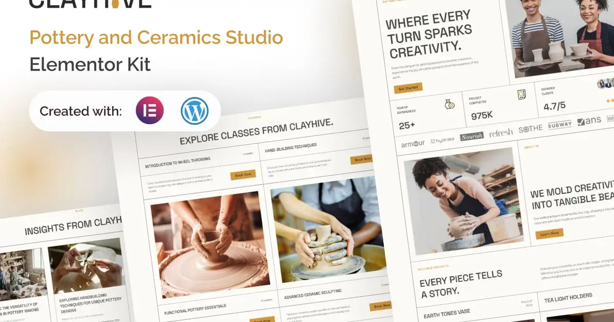 ClayHive – Pottery & Ceramics Studio Elementor Kit
