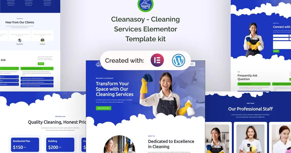Cleanasoy – Cleaning Services Elementor Template kit