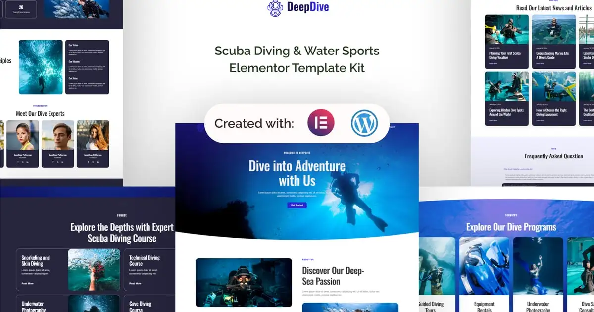 Deepdive – Scuba Diving & Water Sports Elementor Template Kit