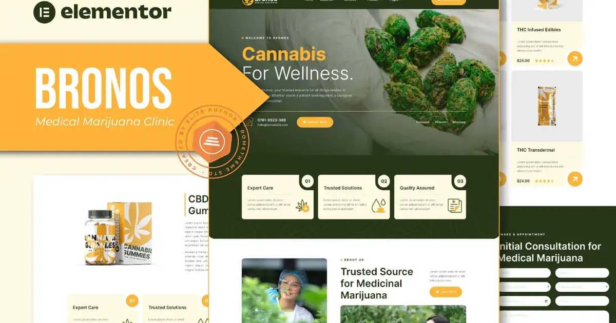 Bronos – Medical Marijuana Elementor Template Kit