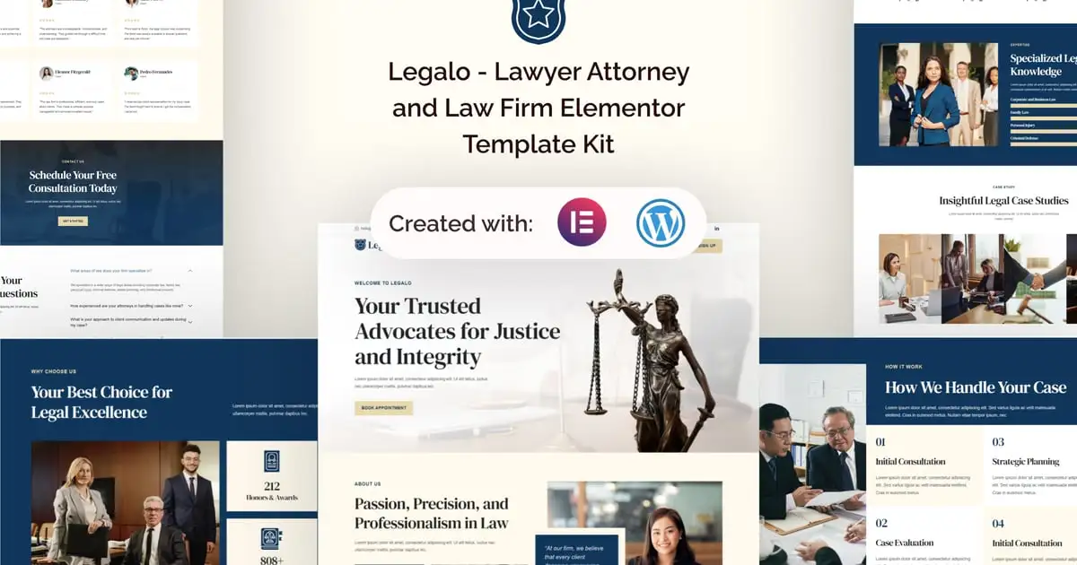 Legalo – Lawyer Attorney and Law Firm Elementor Template Kit