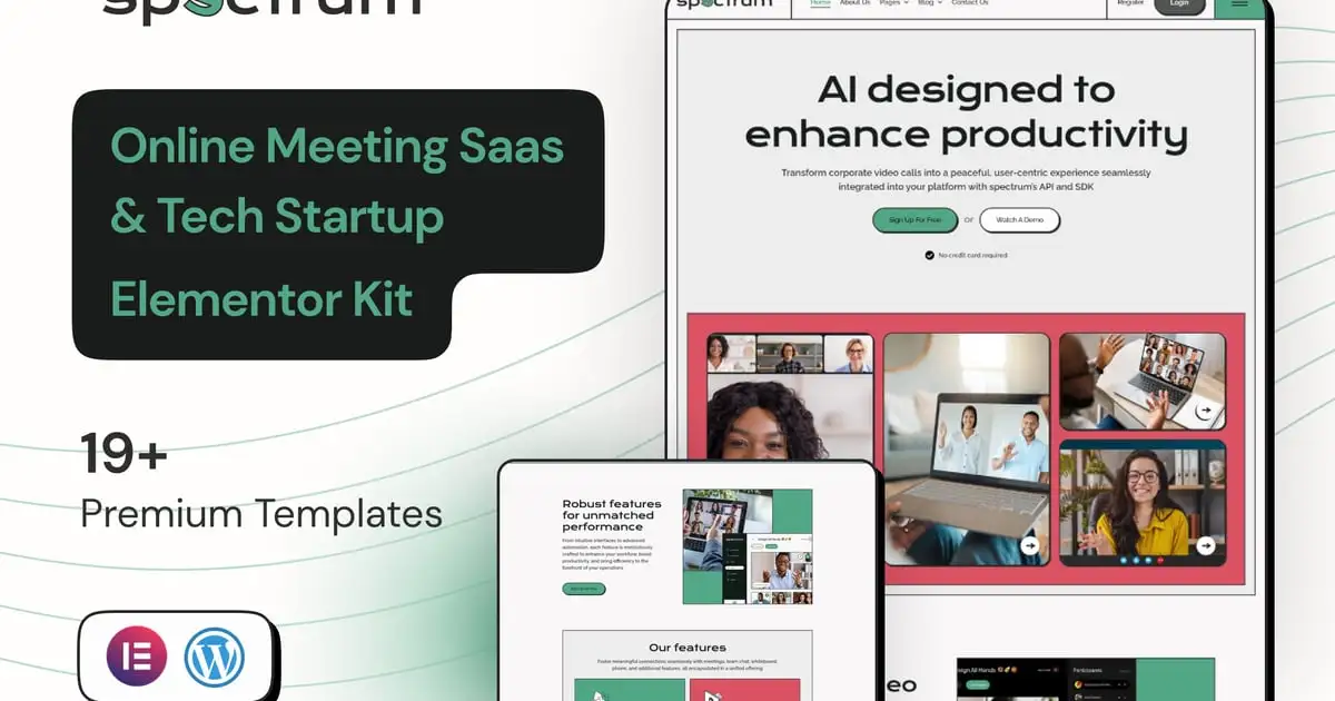 Spectrum – Online Meeting Saas Elementor Pro Template Kit