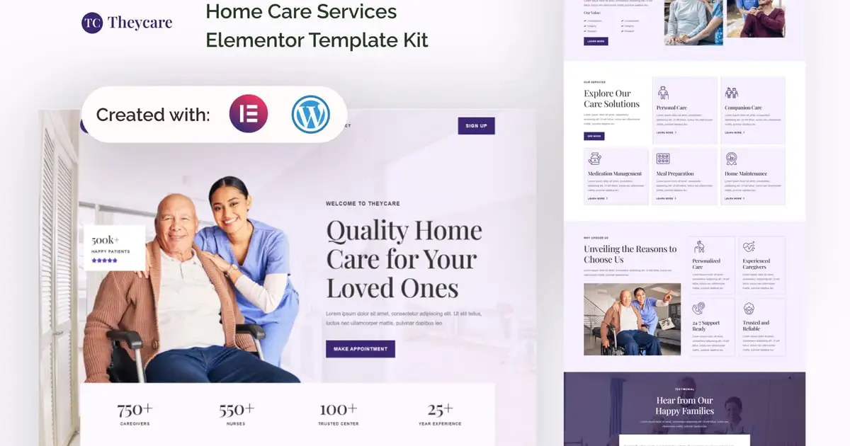 Theycare – Home Care Services Elementor Template Kit