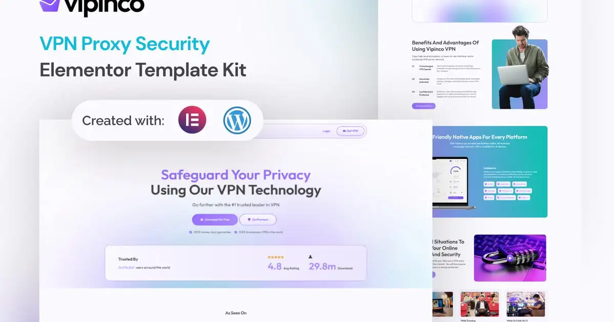 Vipinco – VPN Proxy Security Elementor Pro Template Kit
