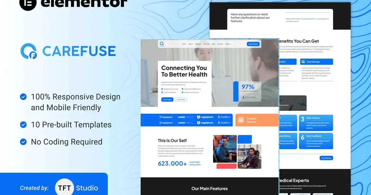 Carefuse – AI Health App Elementor Template Kit