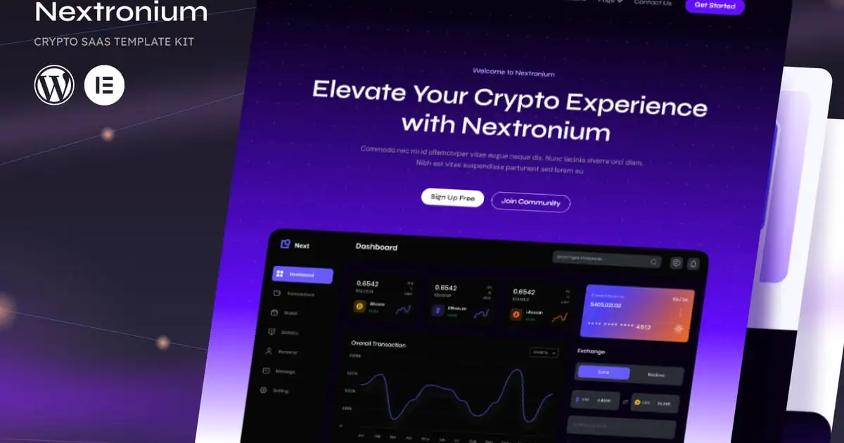 Nextronium – Crypto SaaS Elementor Template Kit