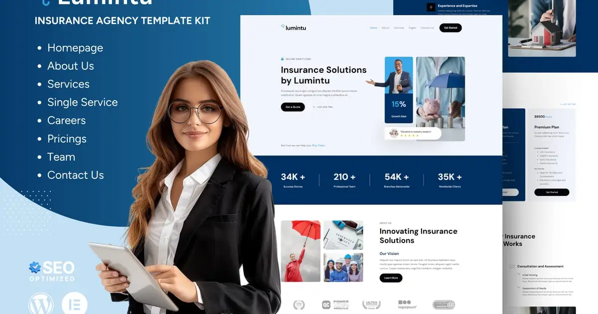 Lumintu – Insurance Agency Elementor Template Kit