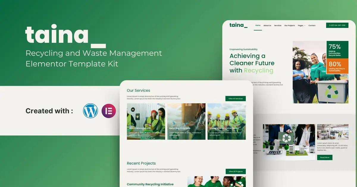 Taina – Recycling and Waste Management Elementor Template Kit