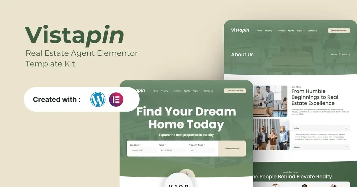 Vistapin – Real Estate Agent Elementor Template Kit