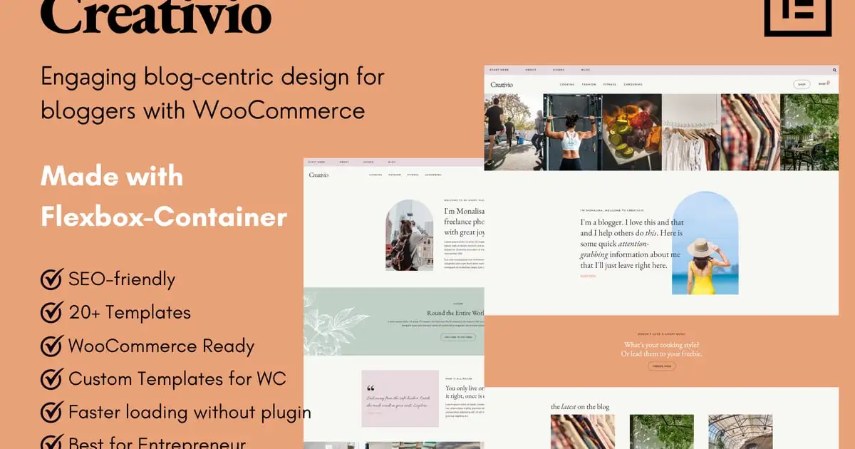 Creativio – Blogger & Entrepreneurs Elementor Template Kit