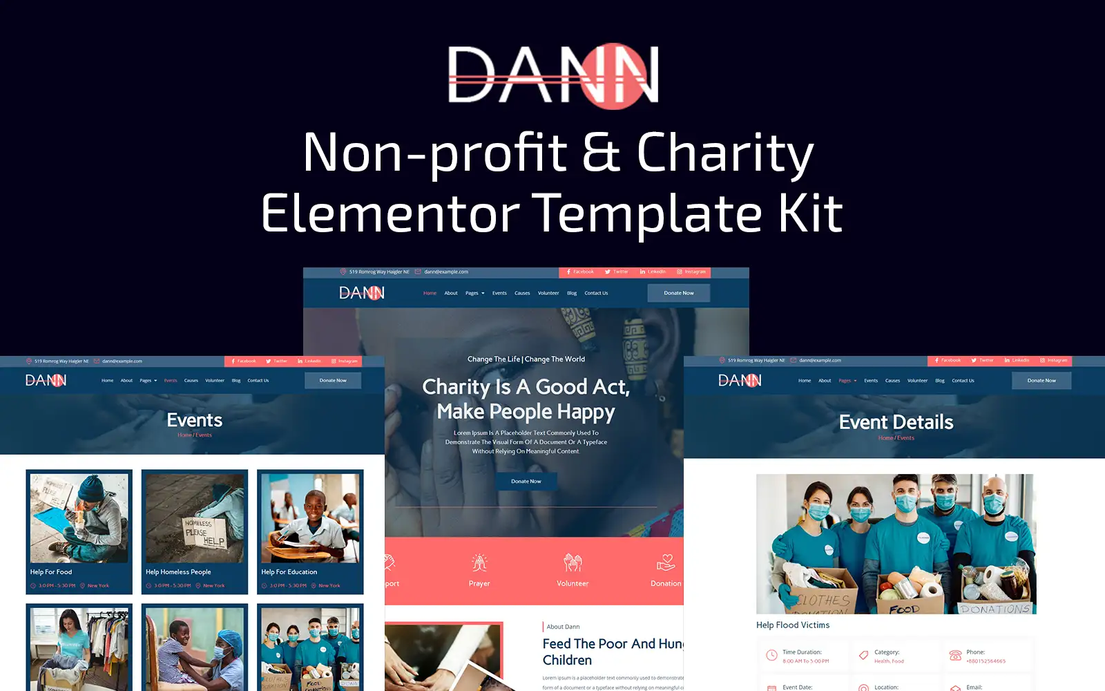 Dann – Non-profit & Charity Elementor Template Kit Elementor Kit