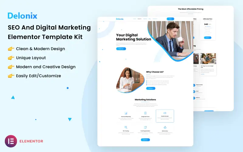 Delonix – SEO and Digital Marketing Elementor Template Kit Elementor Kit