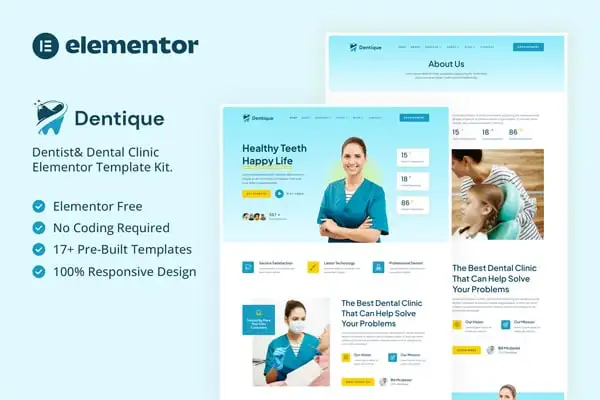 Dentique – Dentist & Dental Clinic Elementor Template Kit