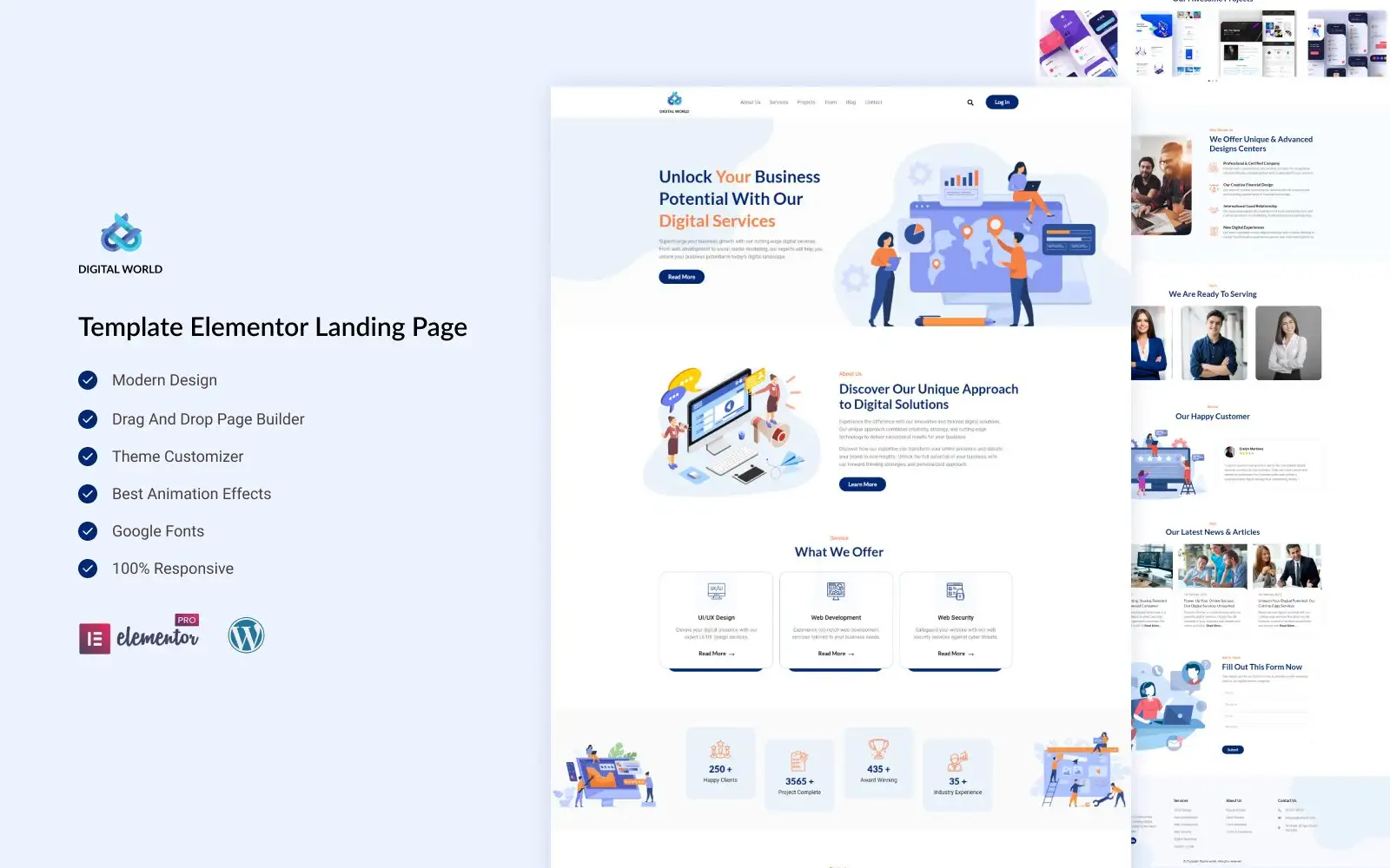 Digital World – Digital Marketing Services Elementor Landing page Elementor Kit