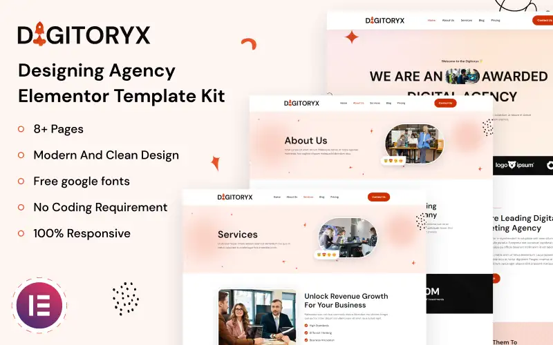 Digitoryx – Designing Agency Elementor Template Kit Elementor Kit