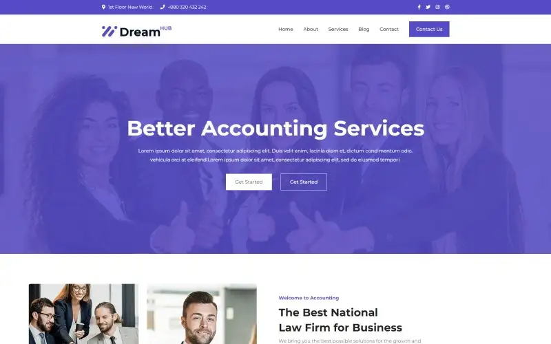 DreamHub – Accounting Elementor WordPress Theme