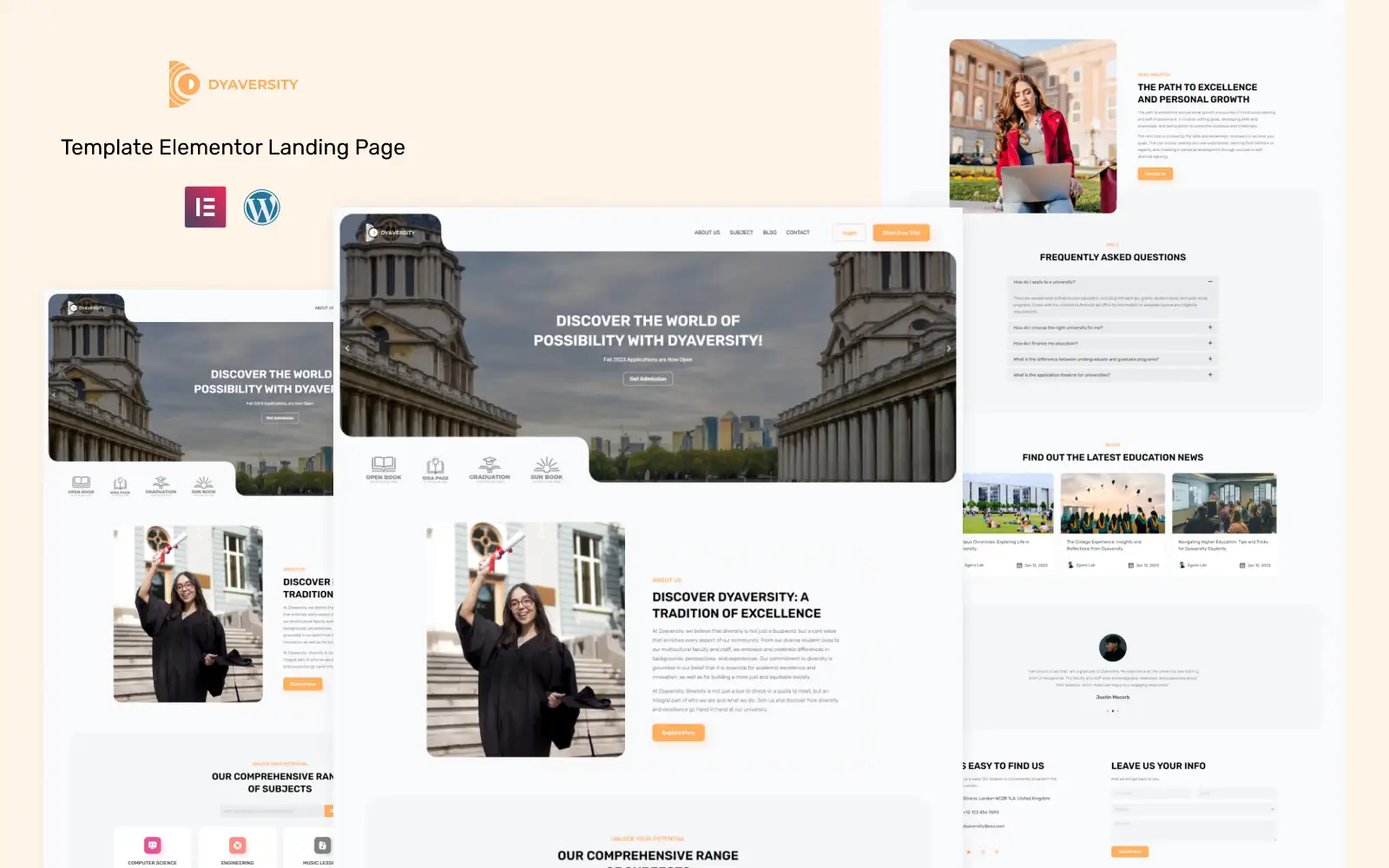 Dyaversity – College & University Education Elementor Landing Page Elementor Kit