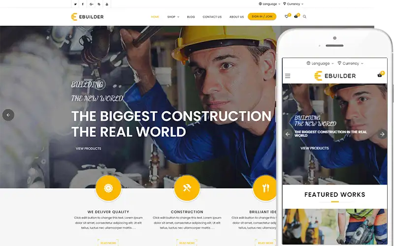 eBuilder – Construction and Builder WooCommerce Theme