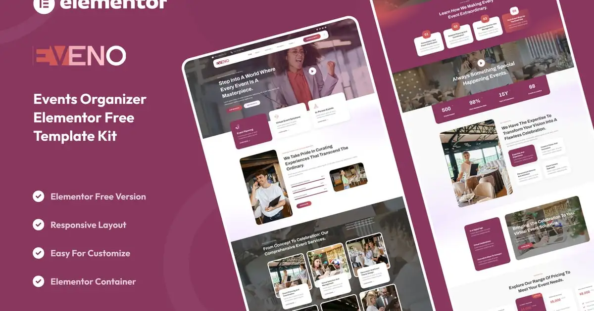 Eveno – Events Organizer Elementor Template Kit