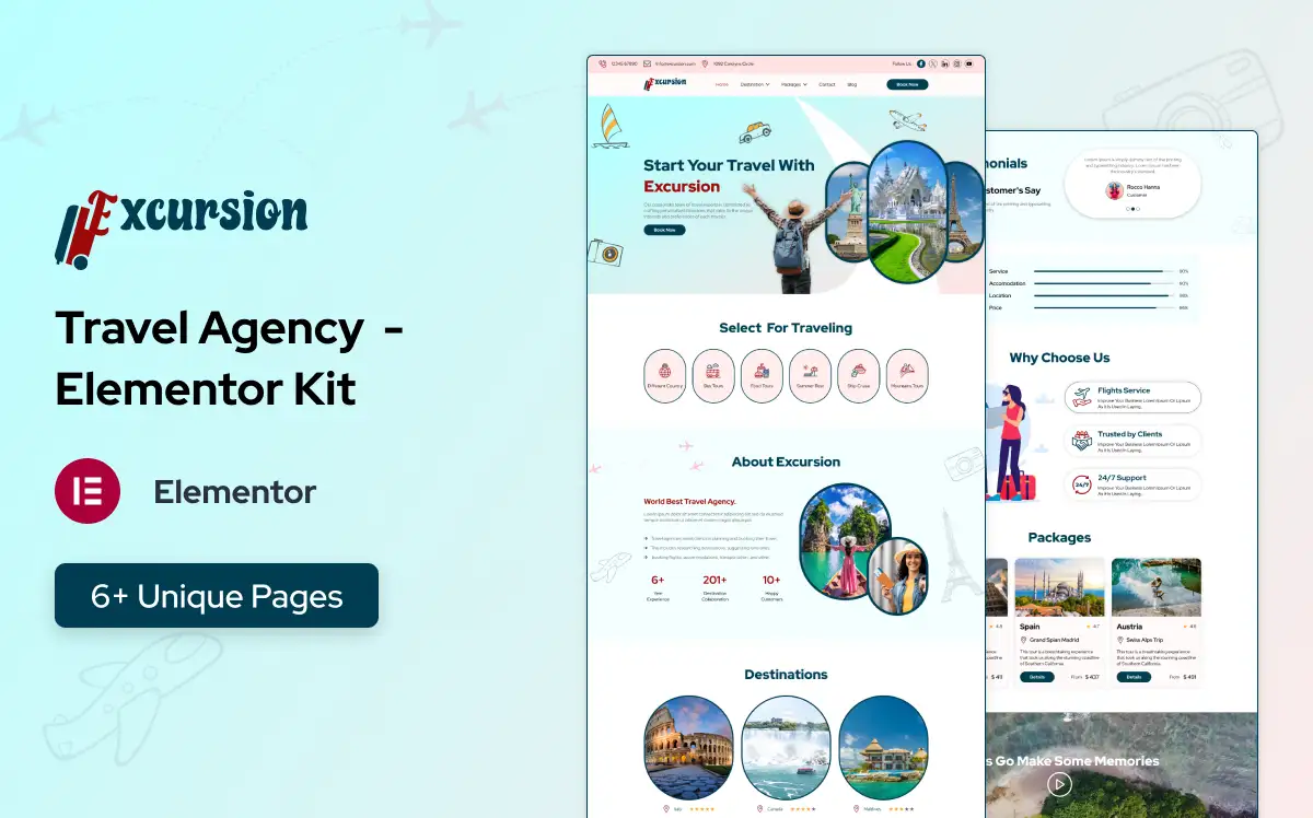 Excursion – Travel Agency Elementor Kit