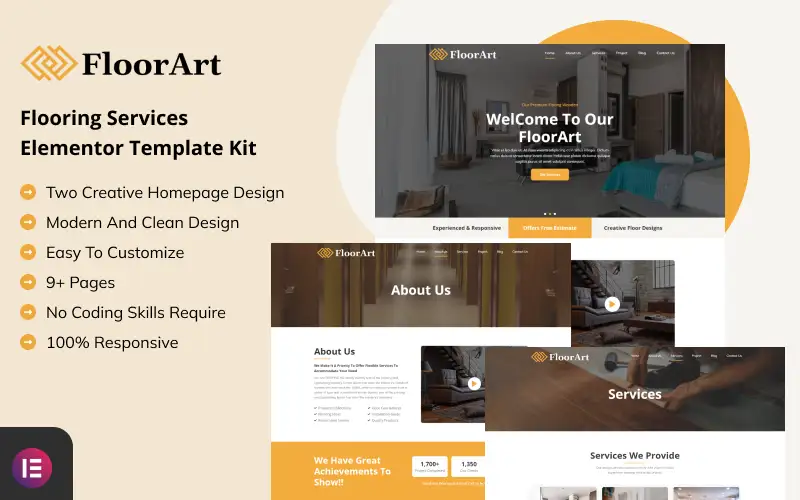 Floor Art – Flooring Services Website Elementor Template Kit Elementor Kit