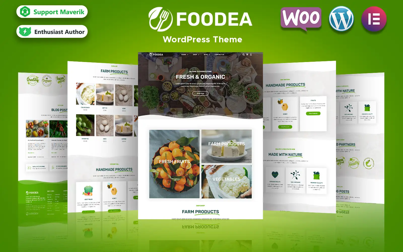 Foodea – Organic Food WordPress Elementor Template WordPress Theme