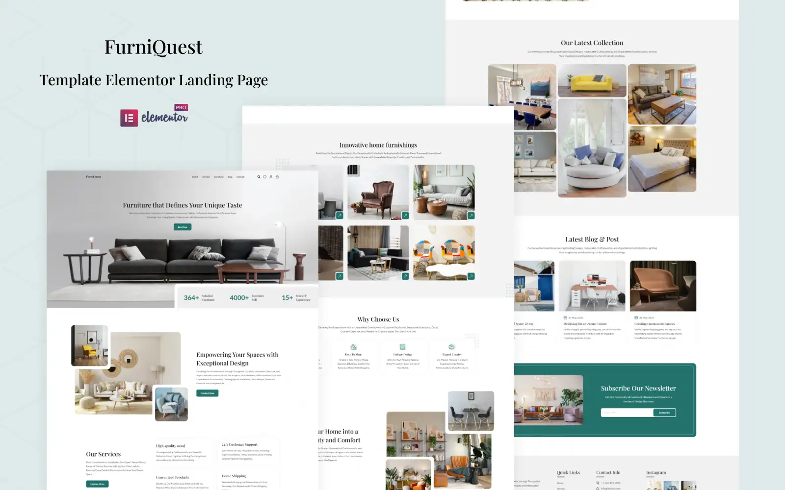 FurniQuest – Furniture Services Elementor Landing Page Elementor Kit
