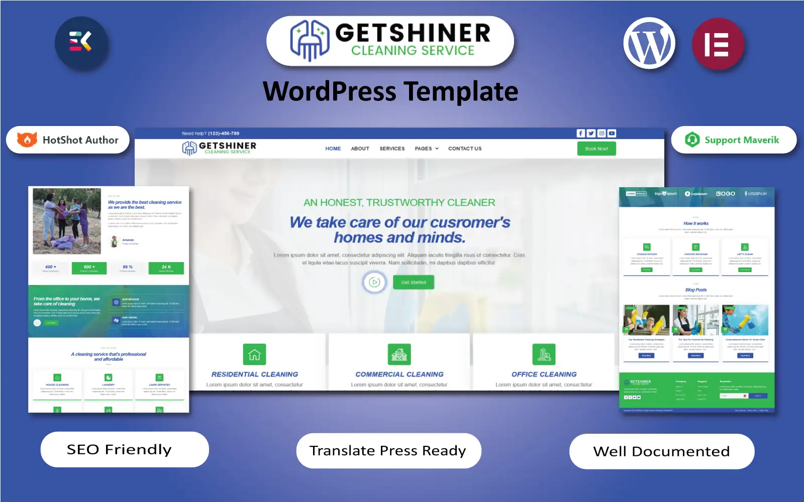 GetShiner – Limousine, Window Cleaners & Cleaning Service WordPress Elementor Template WordPress Theme