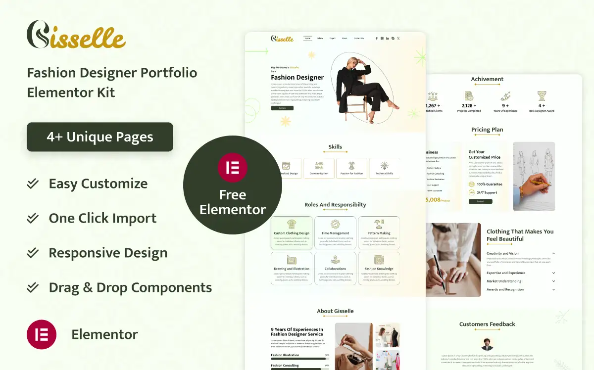 Gisselle – Fashion Designer Portfolio Elementor Kit