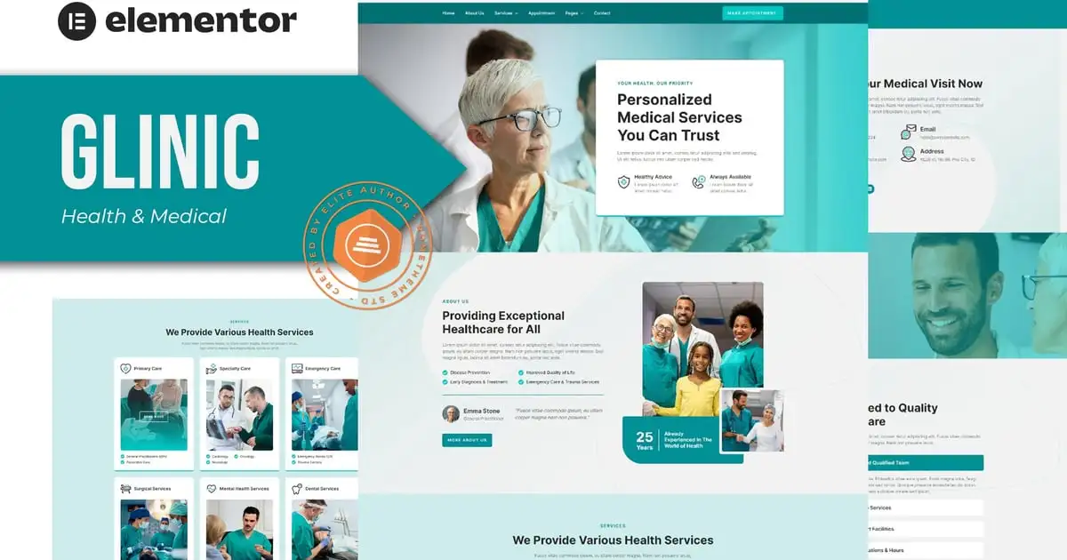 Glinic – Health & Medical Elementor Template Kit