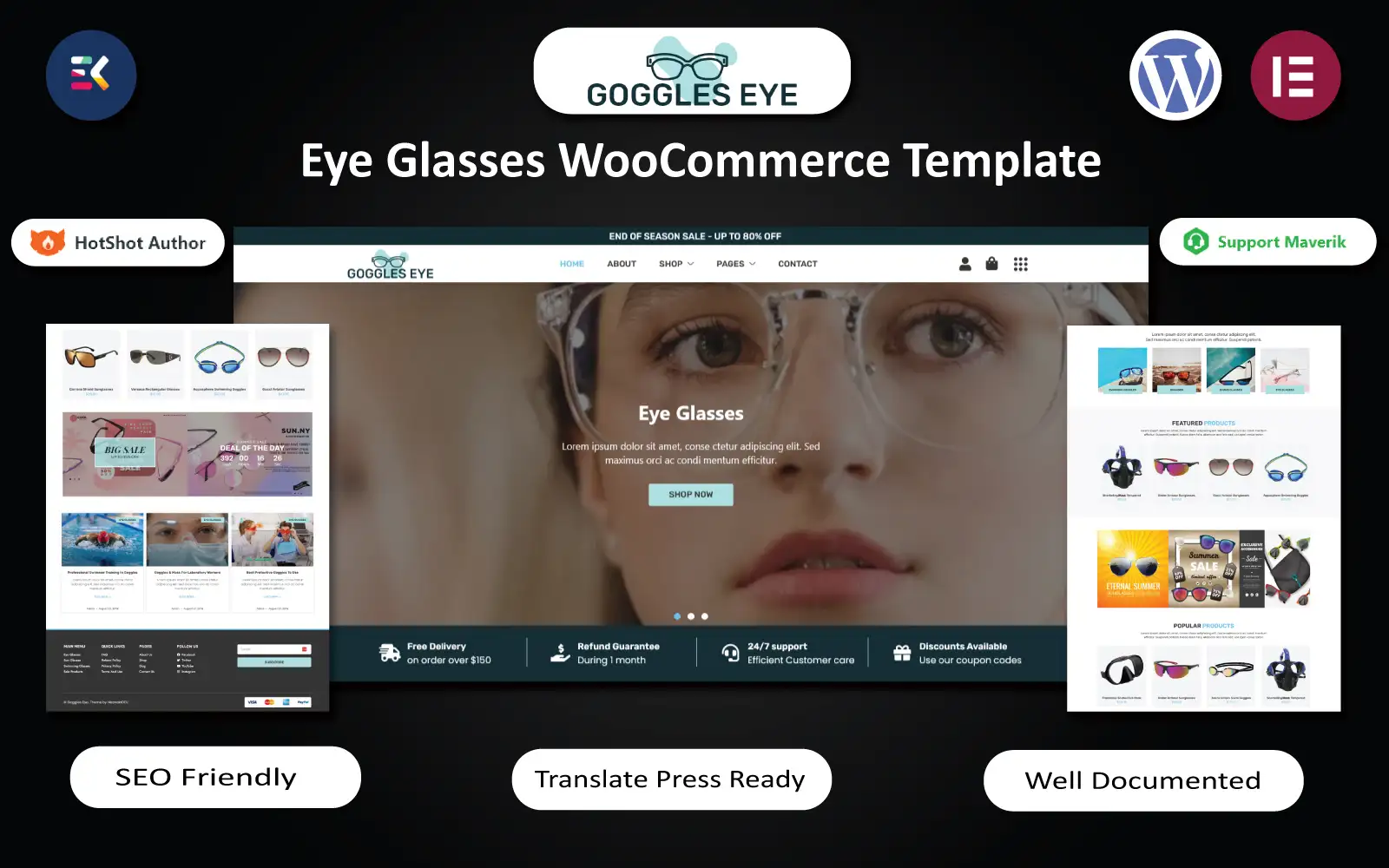 Goggles Eye – Eye Glasses WooCommerce Elementor Template WooCommerce Theme