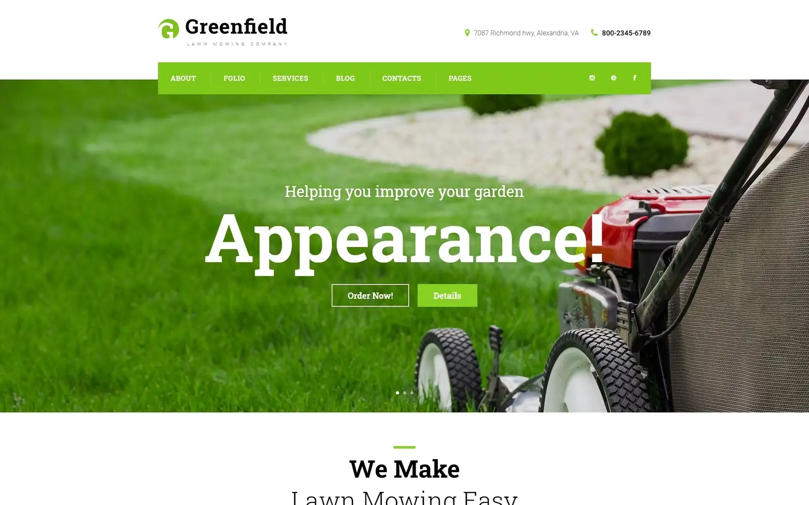 GreenField – Lawn Mowing Company Responsive WordPress Theme