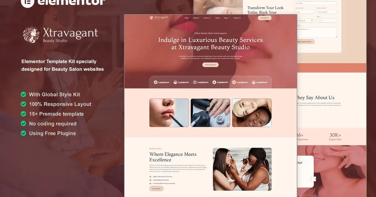 Xtravagant – Beauty Salon Elementor Template Kit