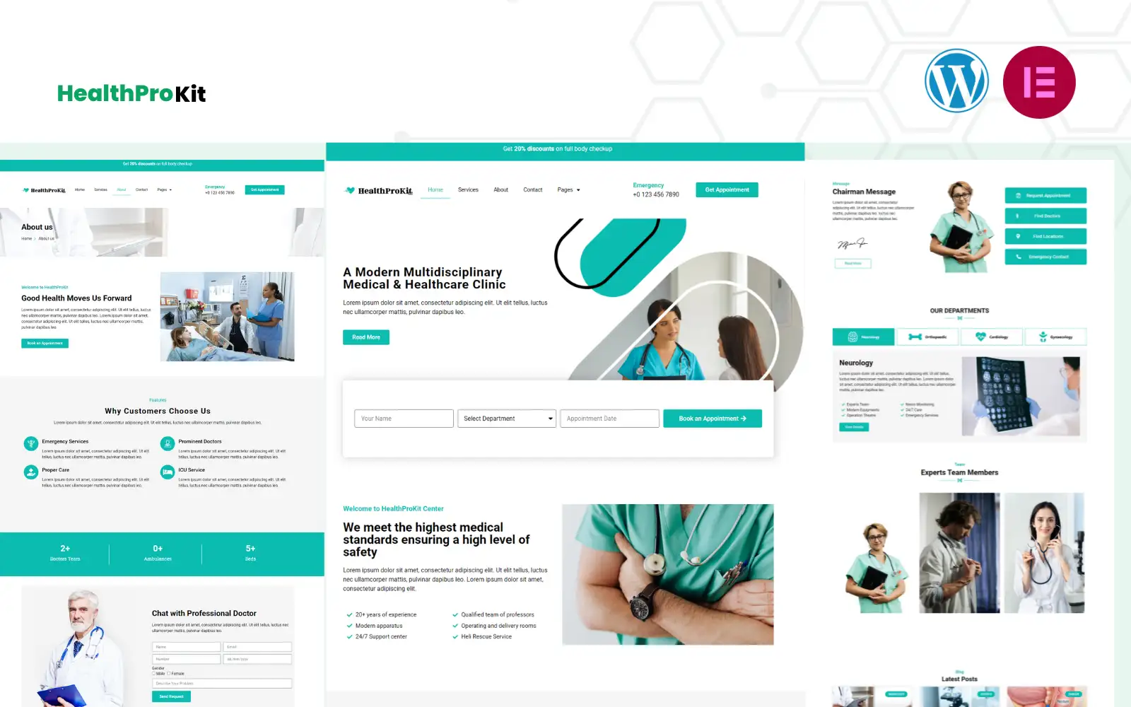 HealthProKit – Healthcare Elementor Template kit Elementor Kit