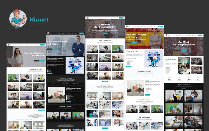 Hizmet – Service Provider Company for Home, Office, and Personal Work Elementor WordPress Theme