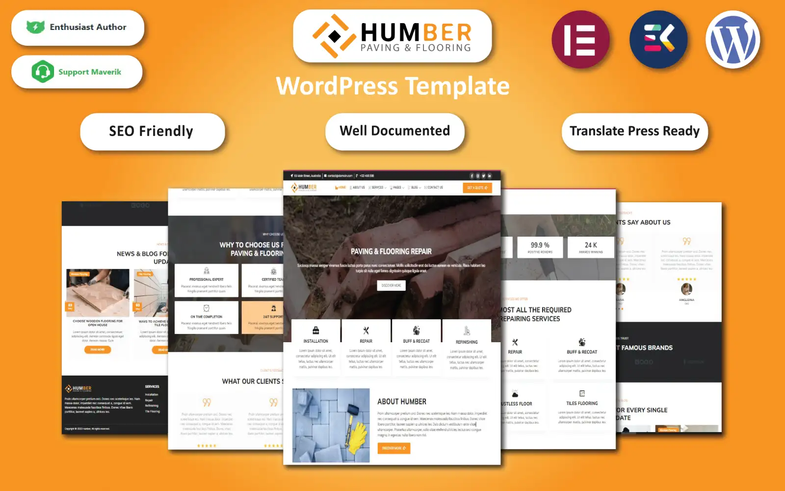 Humber – Paving, Construction & Flooring WordPress Template WordPress Theme