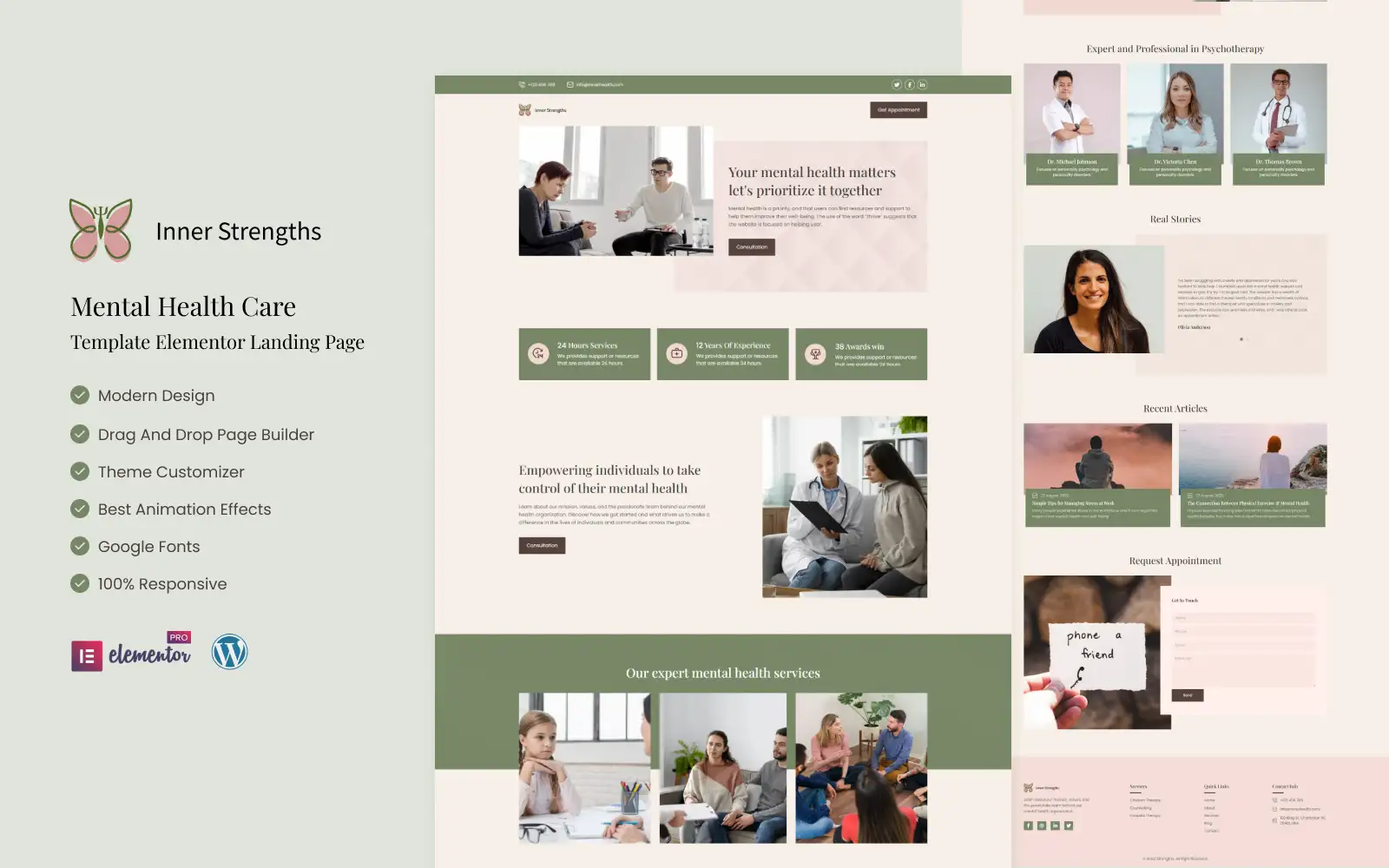 Inner Strength – Mental Health Care Services Elementor Landing Page Elementor Kit