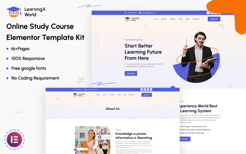 LearningX World – Online Study Course Elementor Template Kit Elementor Kit