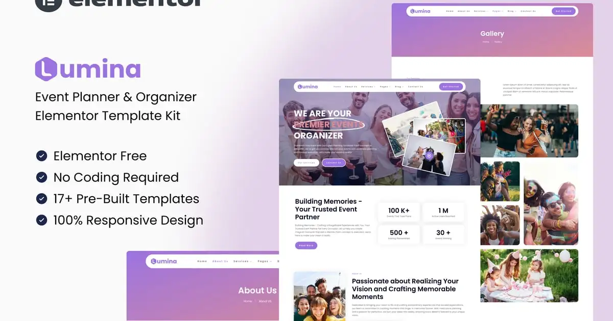 Lumina – Event Planner & Organizer Elementor Template Kit