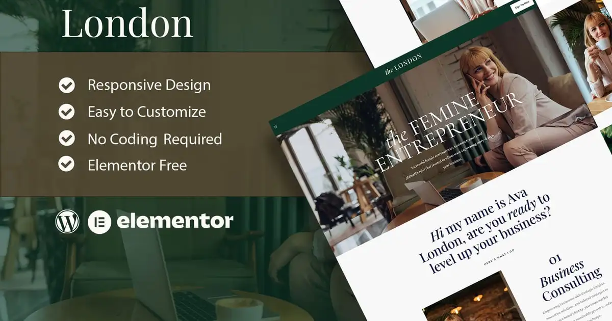 London – Feminine Business Coach Elementor Template Kit