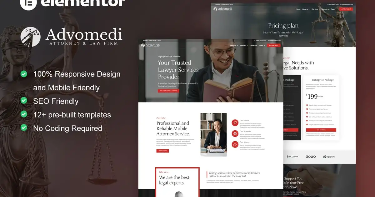 Advomedi – Attorney & Law Firm Elementor Template Kit