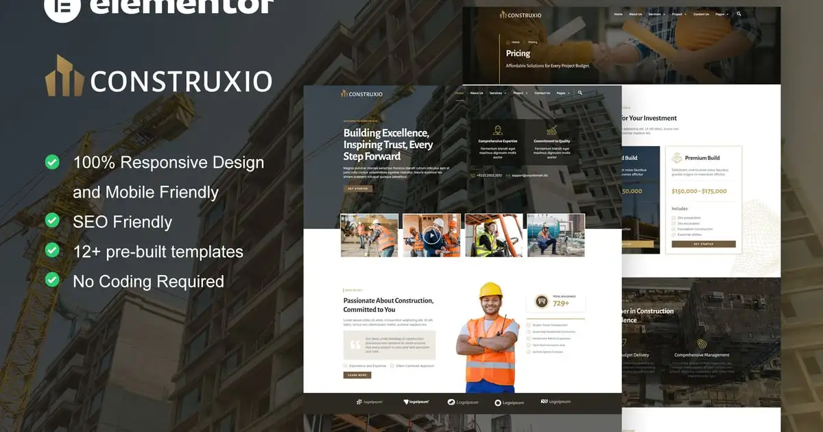Construxio – Construction & Building Company Elementor Pro Template Kit