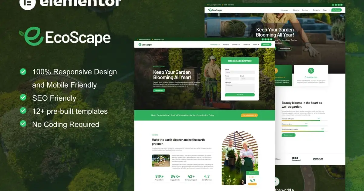 EcoScape – Gardening & Landscape Elementor Pro Template Kit